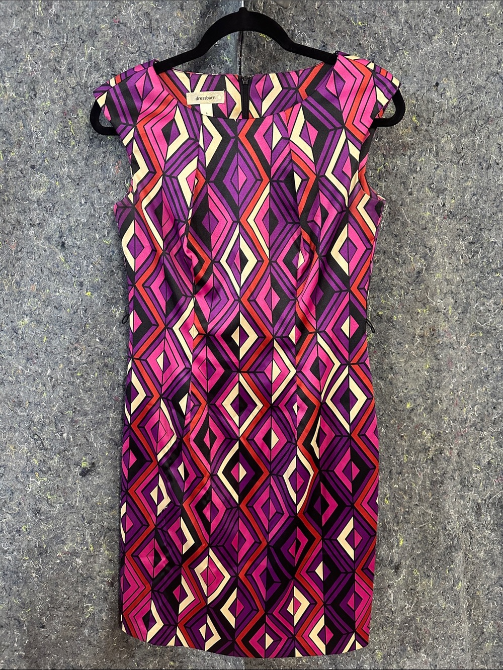 dressbarn Fuchsia & Purple Geometric Midi Sheath Dress